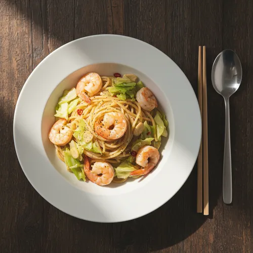 ダイエットキャベツとエビのパスタ