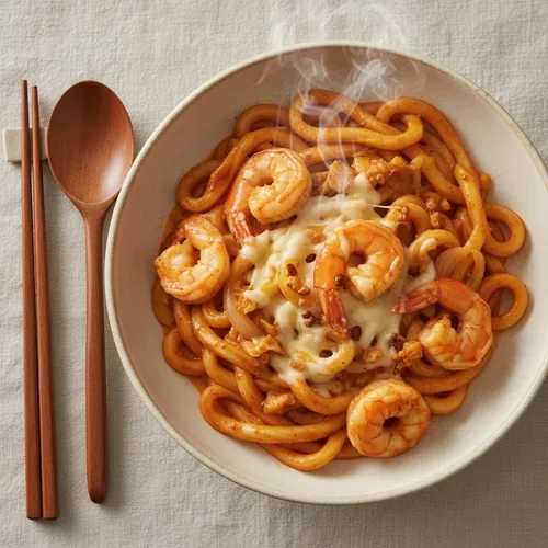 スパイシークリームエビうどん