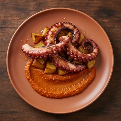 タコのグリルとロメスコソース