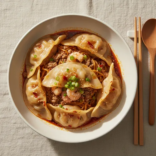 ラーユソースのコリコリ餃子麺