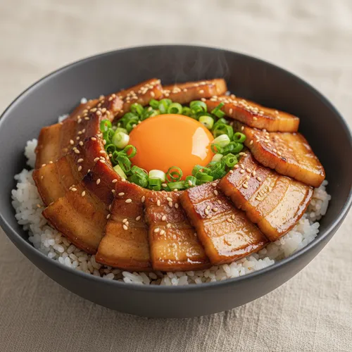 ジョンホヨン×ソンフンシェフの豚バラ肉の日本風丼（ブタドン）