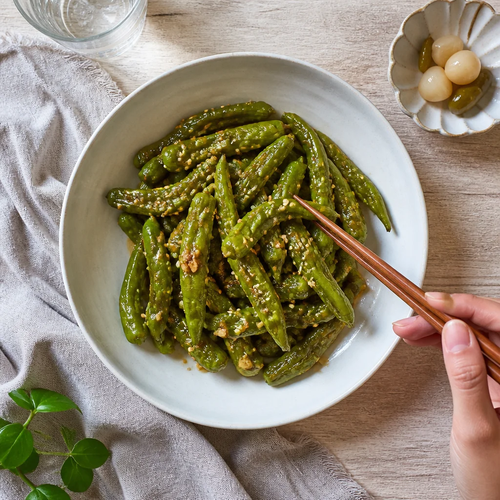 電子レンジで作るししとうの蒸し物