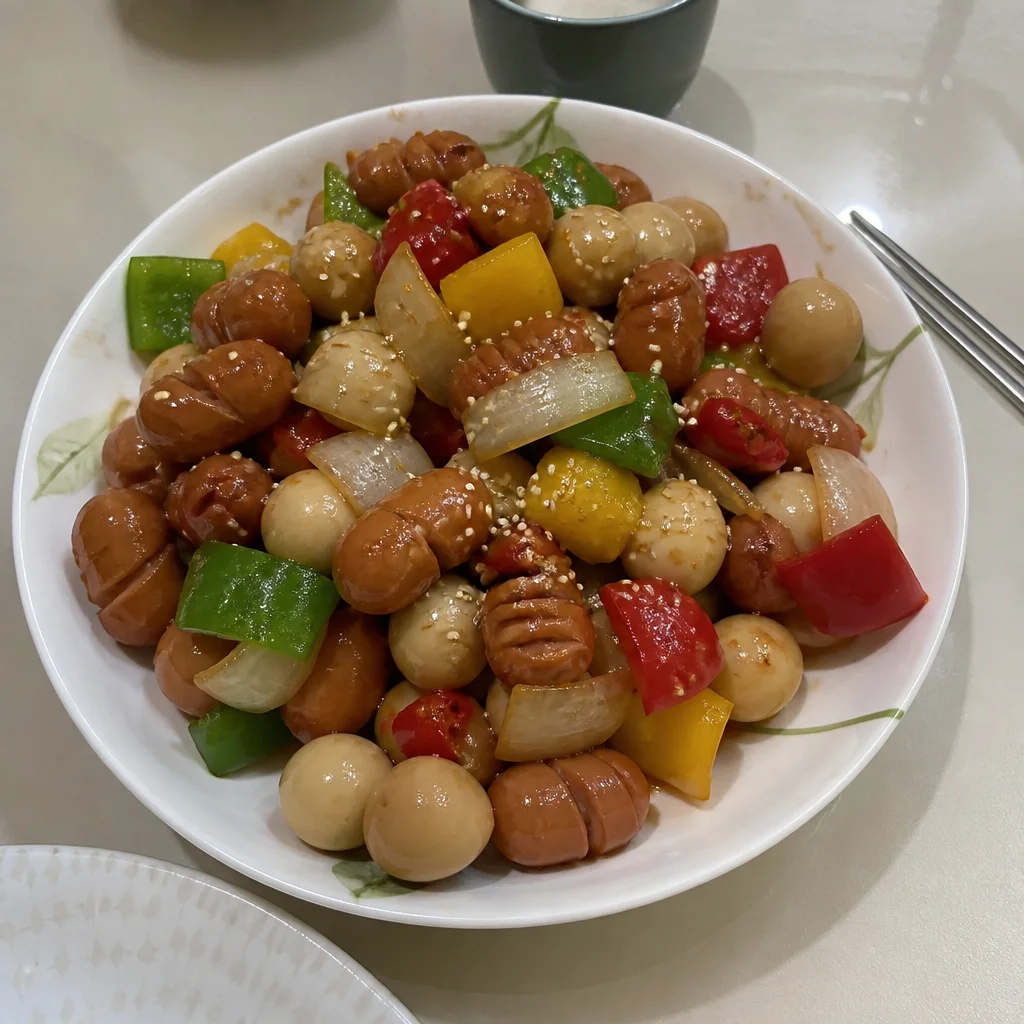 ソーセージうずらの卵炒め