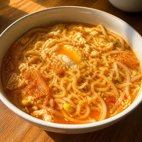 キムチと大豆もやしのヘジャンラーメン