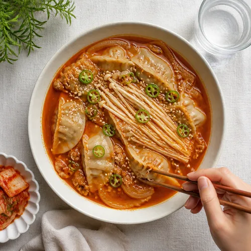 冷凍餃子のチヂミ風煮込み