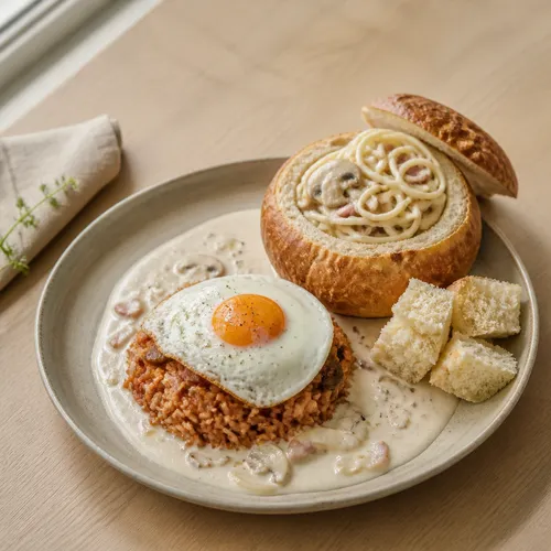 クリームキムチ炒めご飯＆パネクリームパスタ