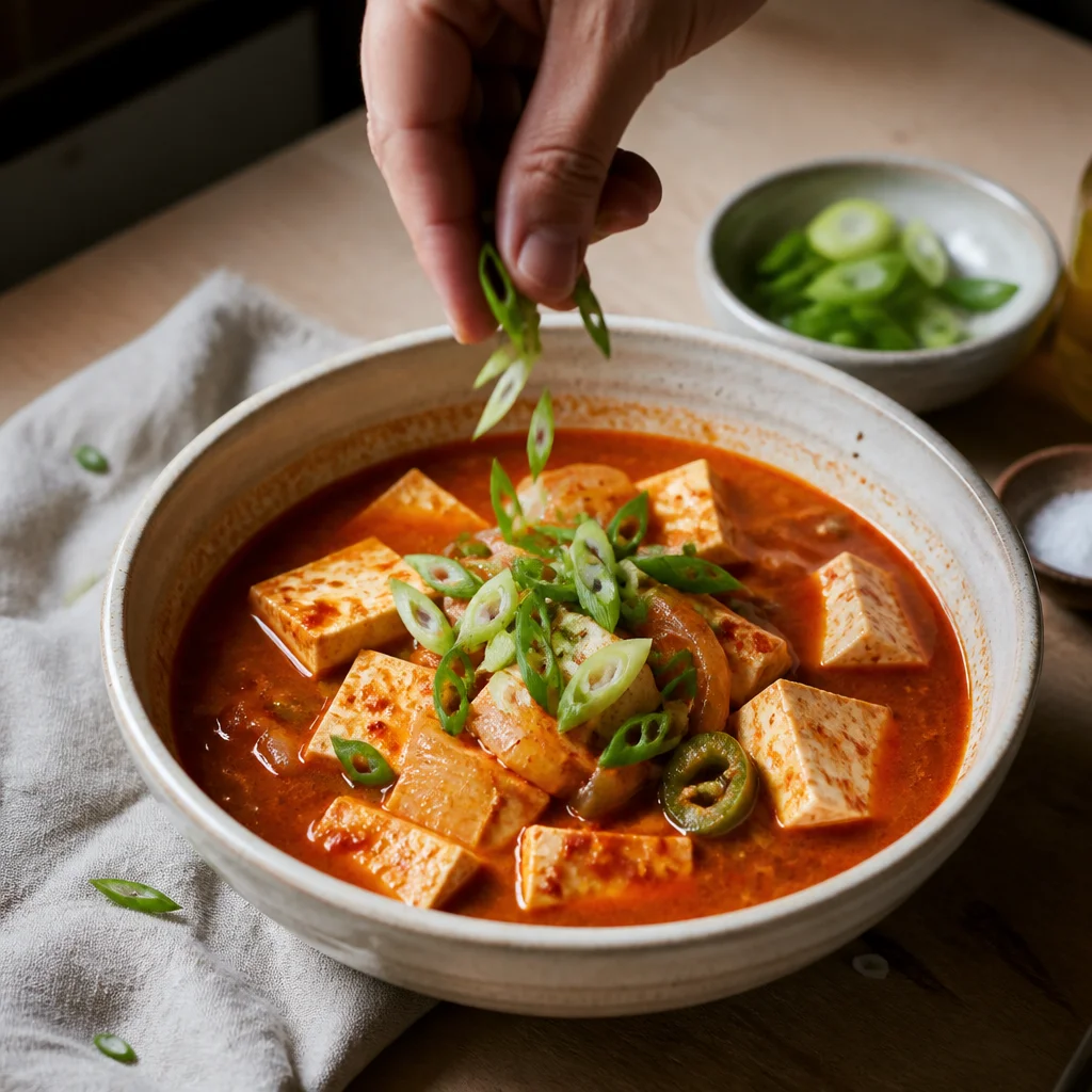 ピリ辛でコクのあるテジプ風豆腐チゲ
