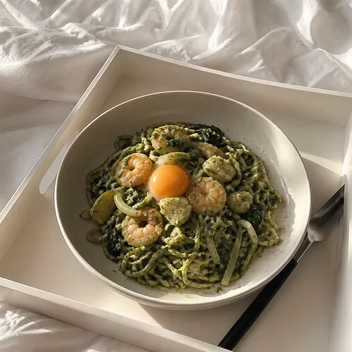 バジルペーストとエゴマの葉ペーストを使った低糖質料理