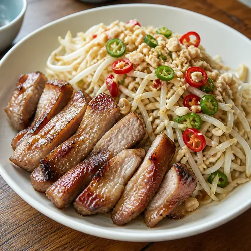 タイ風もやし和えと豚肩ロース焼き