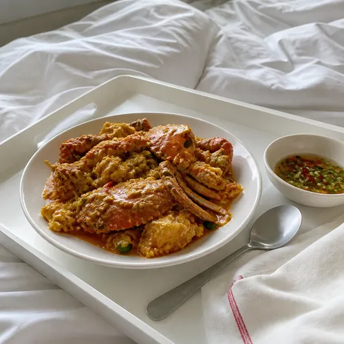 タイ風プーパッポンカレー風味のワタリガニ炒め