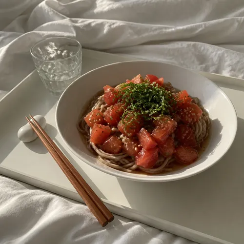 冷凍トマトの冷やしそば