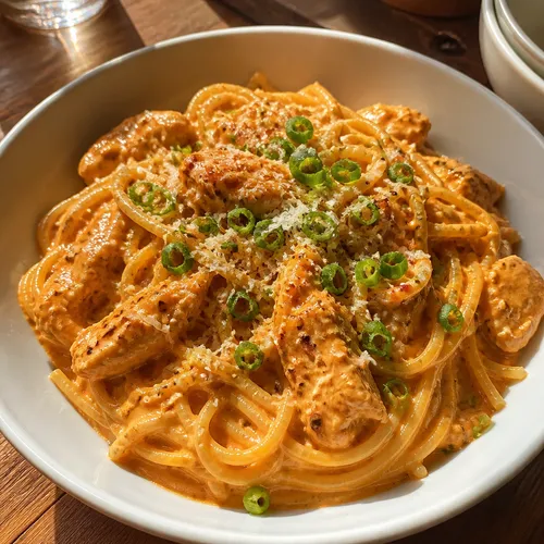 おぼろ豆腐コチュジャンロゼパスタ