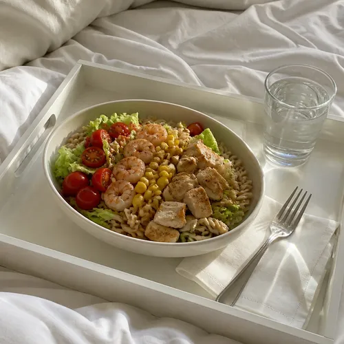 高タンパクサラダパスタ ミールプレップ