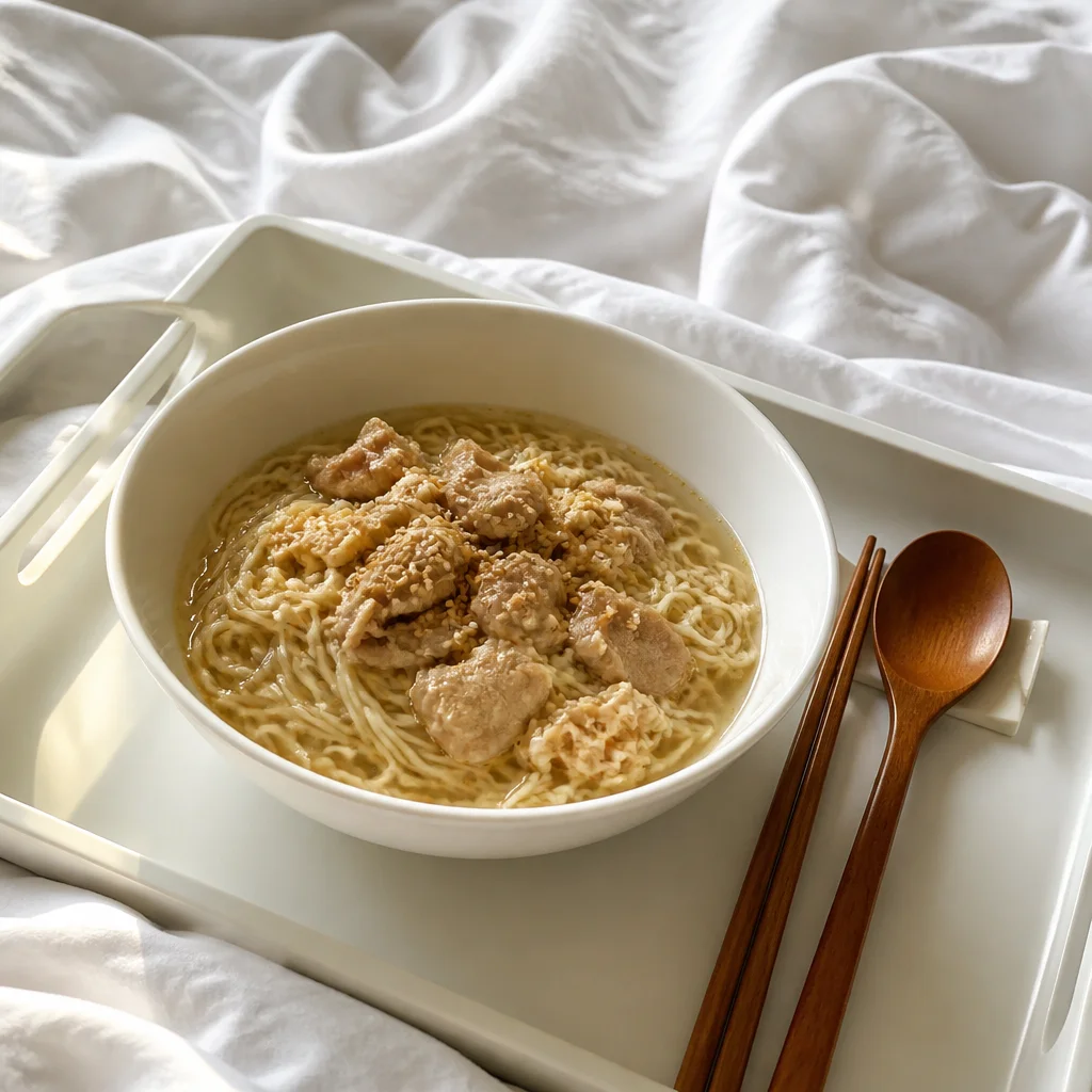 北韓妻の超簡単肉入り卵麺