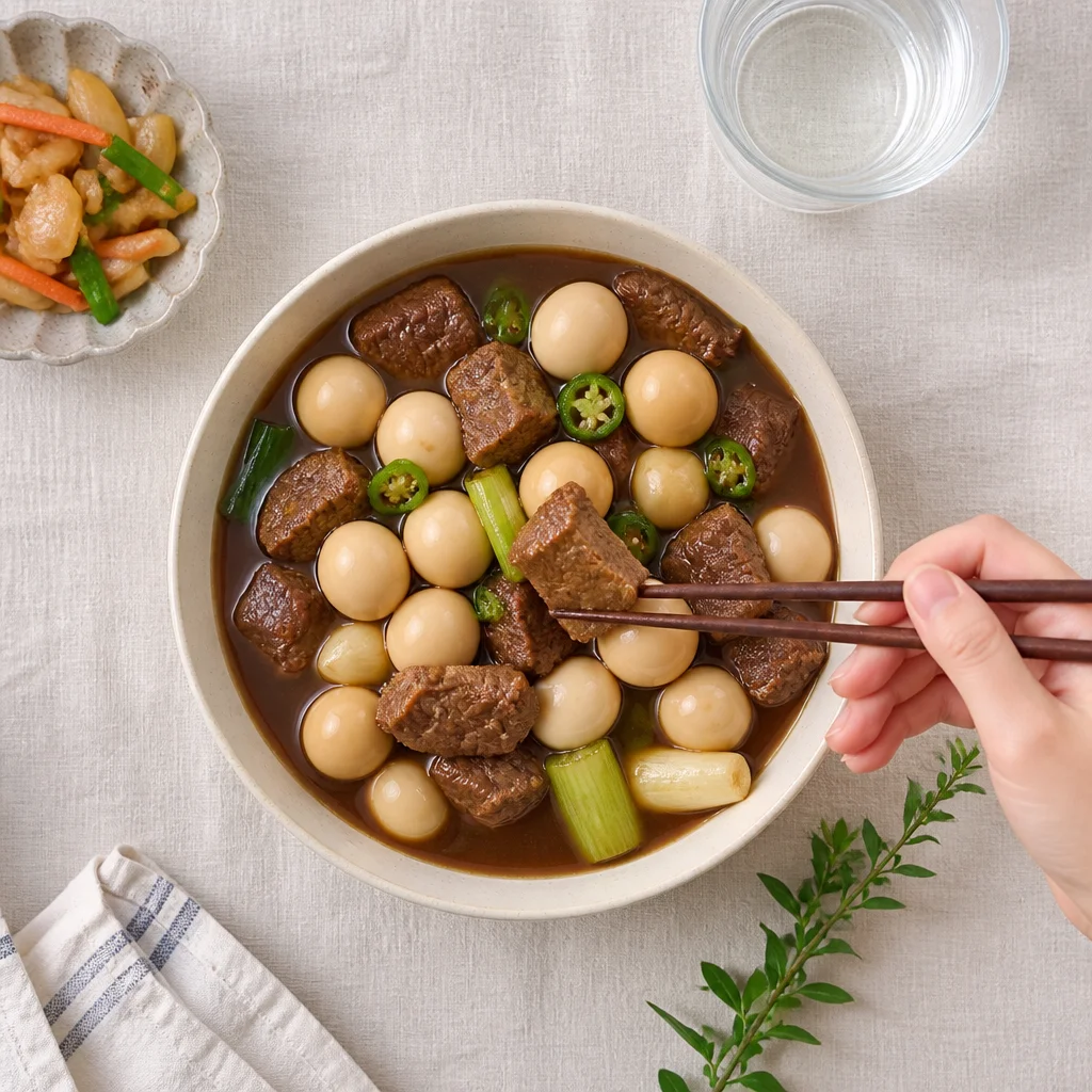 牛肉とウズラの卵のチャンシヨリム(煮物)