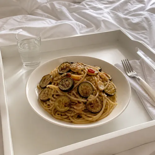 電子レンジで作る超簡単なすのパスタ